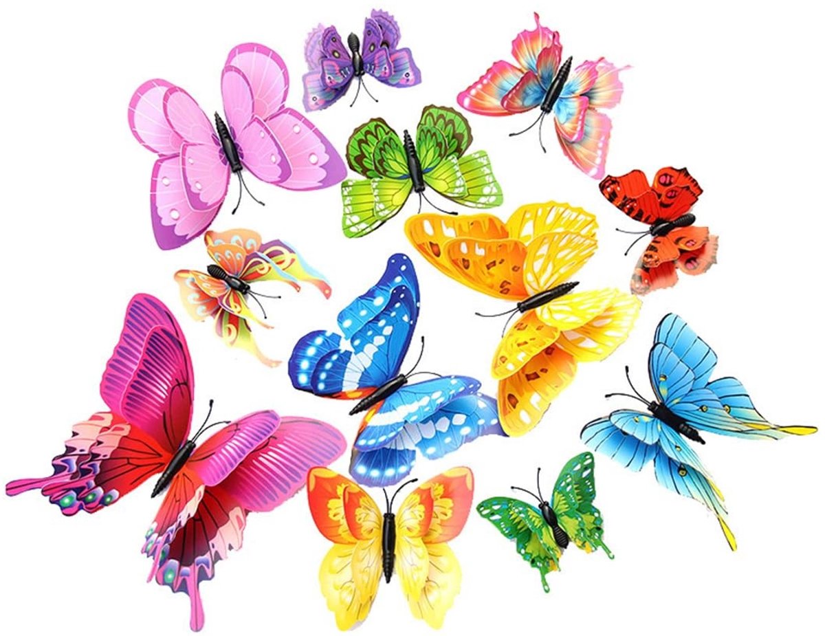 Solidchoice - Set van 24 3D Vlinder Wanddecoraties met Magneten