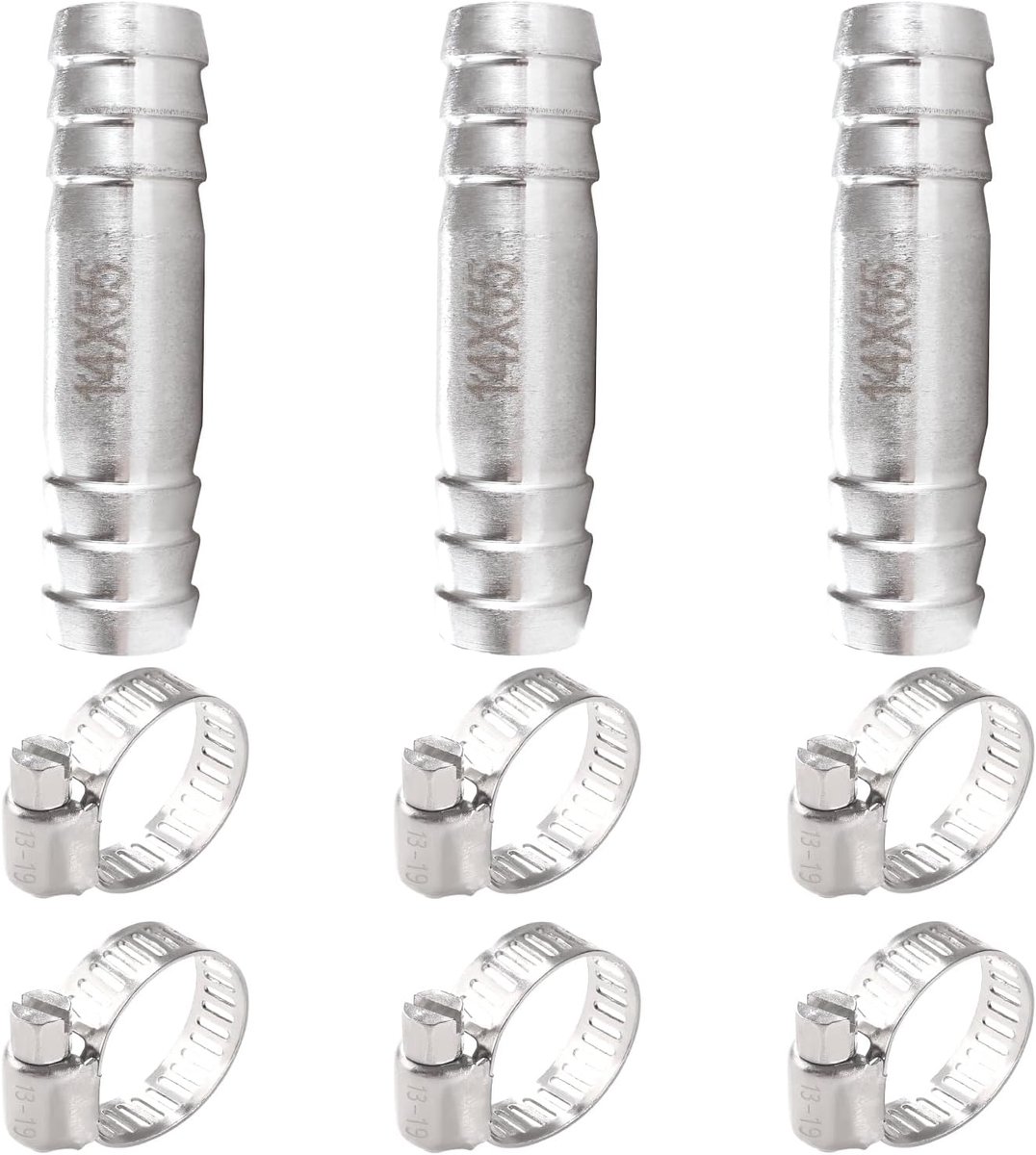 3Pcs 14mm 2-Way Hose Connector Straight Connector, Stainless Steel Straight Hose Tule, 2-Way Hose Connector Straight - ShopVlot