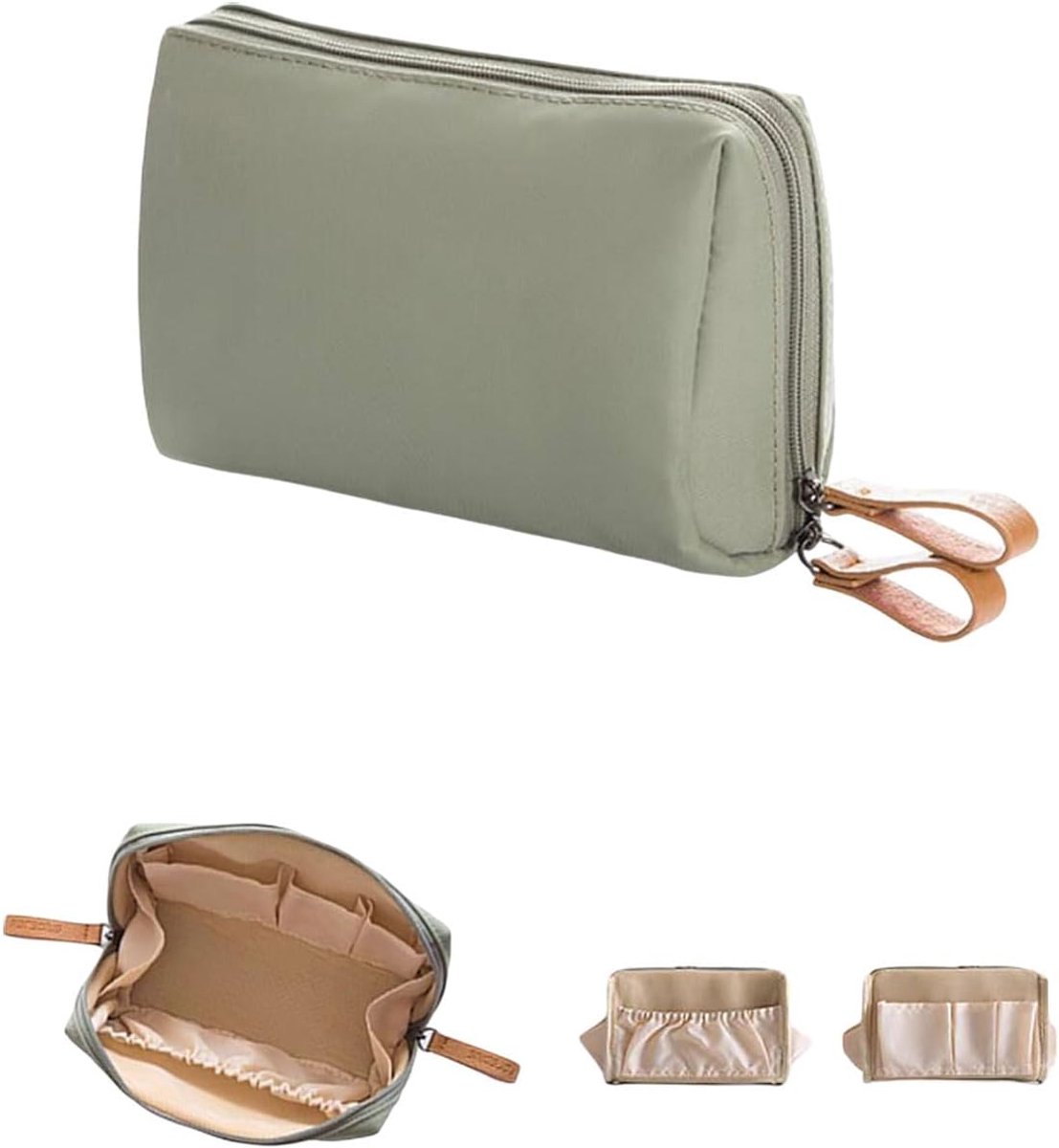 Travel Toiletry Bag, Small Nylon Makeup Bag, Portable Toiletry Bag for Women, Waterproof, Zipper, Green - ShopVlot