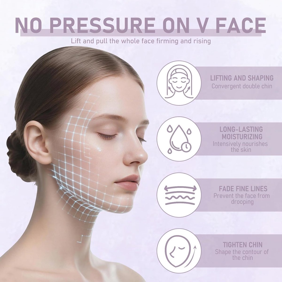 2 stuks dubbele kin masker, Jawline masker, V-Line lifting met vlinderprint, gezichtsversteviging, voor vrouwen, voor - ShopVlot