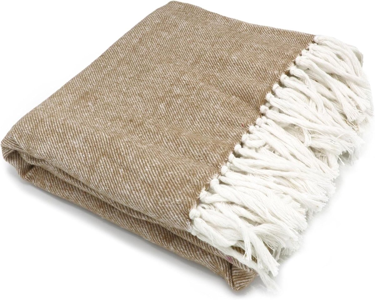 Plaid 130 x 170 cm - natuurlijk - handgemaakt - stijlvol en warm - ShopVlot