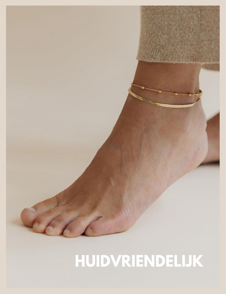 Enkelbandje voor dames - Multi-rijs verstelbaar - Gouden slang ketting - Waterdicht en trendy - ShopVlot