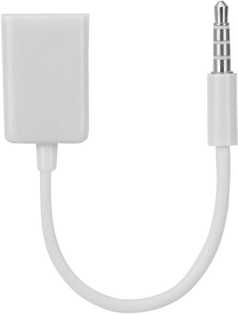 AUX Kabel 3.5mm - Male naar USB Female - Versterkte connector - Geschikt voor auto en MP3 - ShopVlot