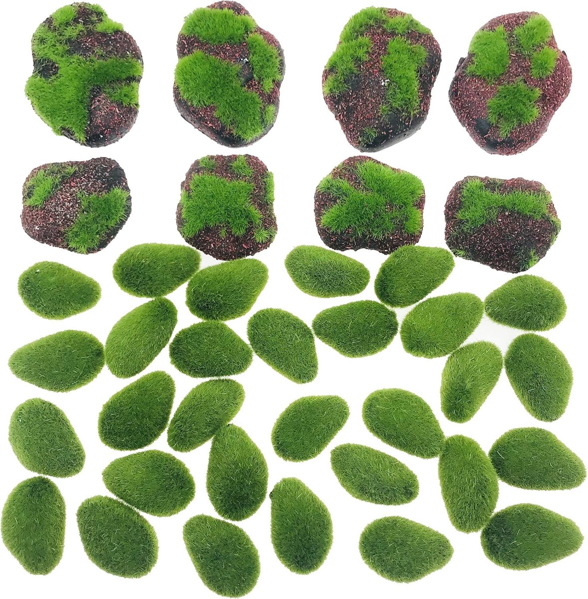 Decoratieve kunstmosstenen 38PCS - groene mosballen en rode bakstenen - perfect voor bloemarrangementen - ShopVlot