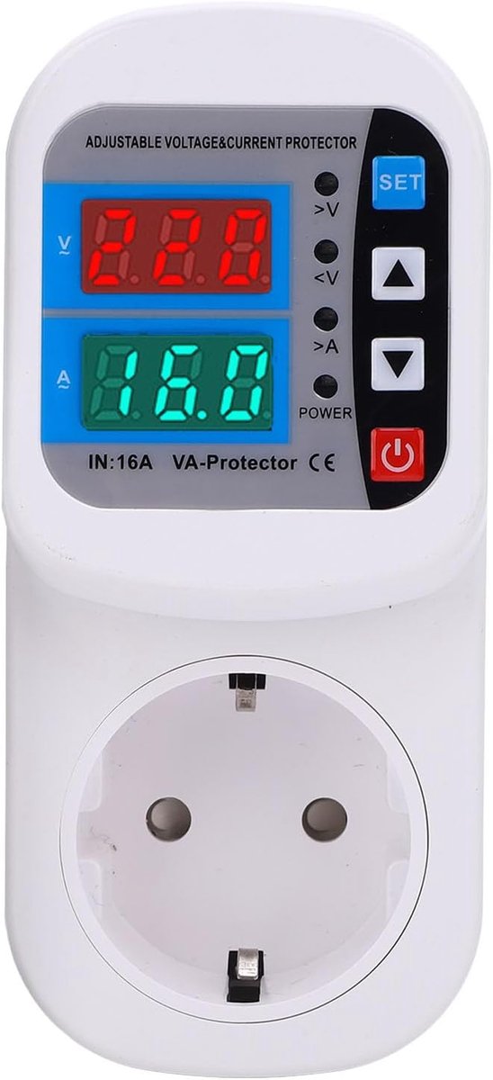 Surge Protection Power Outlet 16A - met digitaal display - voor huishoudelijk gebruik - betrouwbare voltagebescherming - ShopVlot