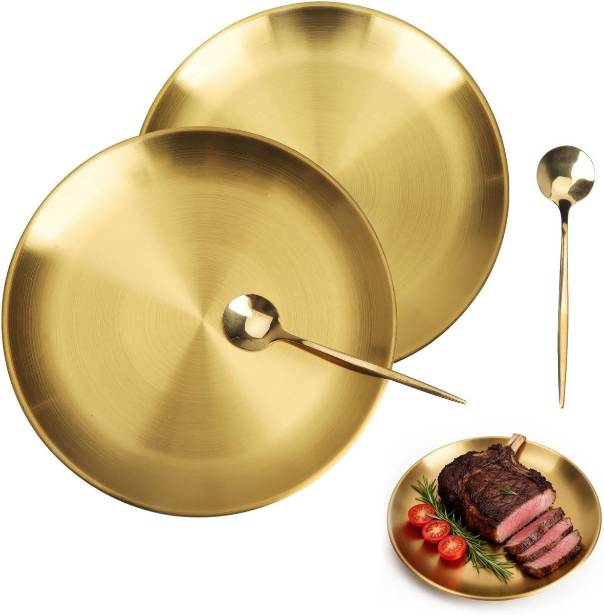 Ronde schaal klein - goud roestvrij staal - krasbestendig - perfect voor thuisgebruik - ShopVlot