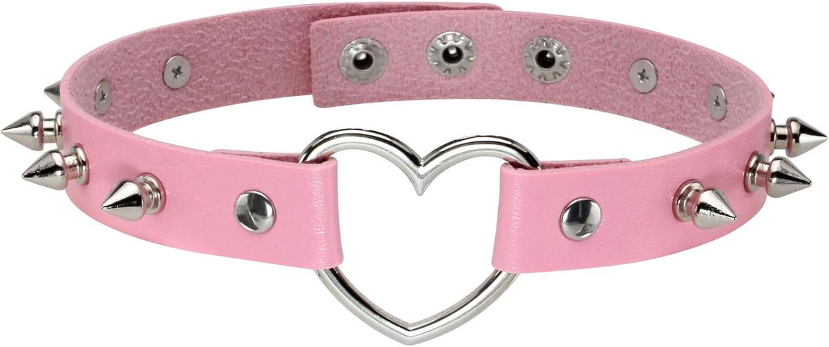 Choker met spijkers - faux leer - verstelbaar - edgy look - ShopVlot
