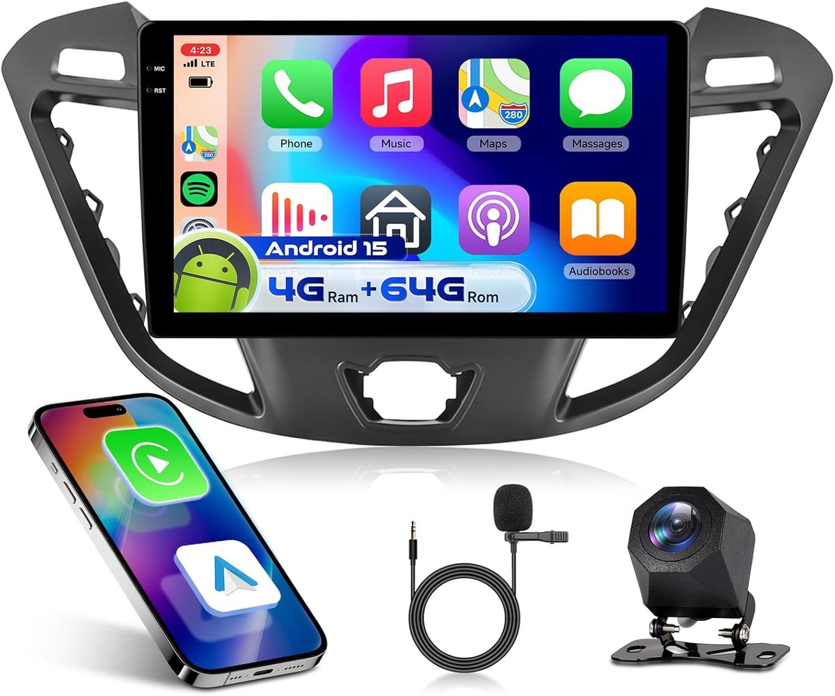 Car Radio 9" - 4G/64G - Android 15 - CarPlay en Android Auto - ShopVlot
