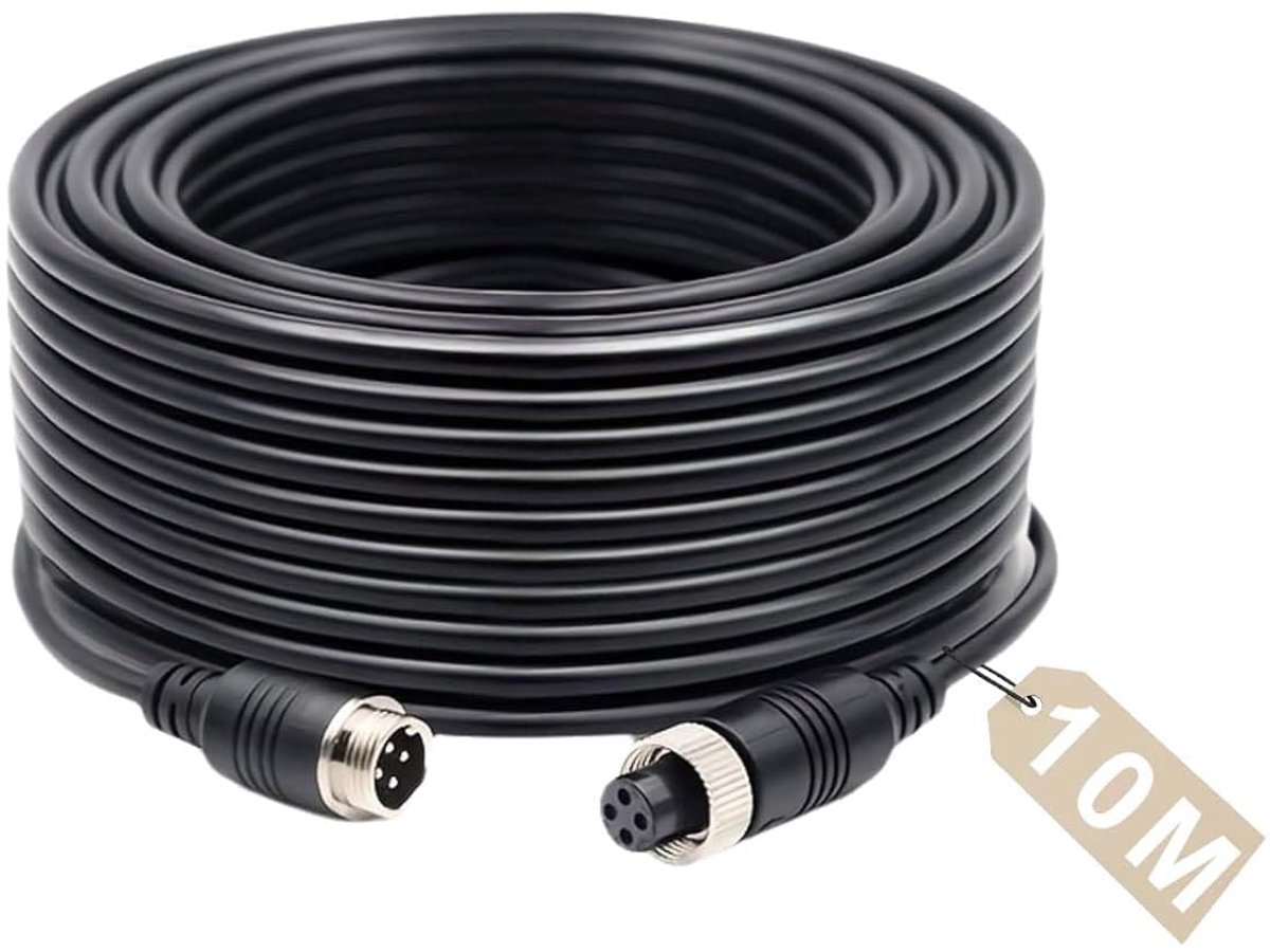 Universele autokamerkabel 10 m - audio- en videokabel - dual copper shielding - ideaal voor achteruitrijcamera - ShopVlot