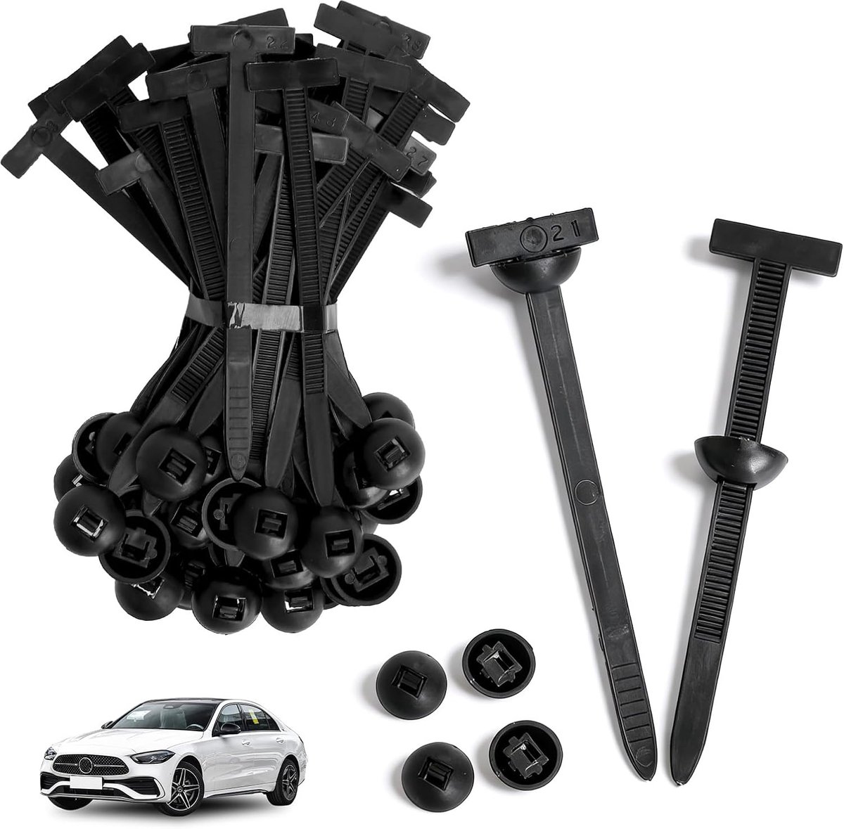 Nylon Kabelbinders 100 Stuks - Zelfvergrendelend - UV-bestendig - Ideaal voor auto-reparaties - ShopVlot