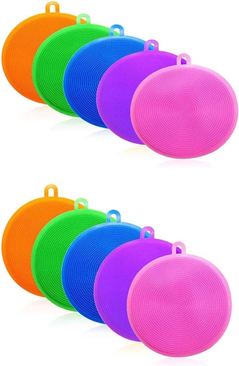 Set van 5 Antibacteriële Siliconen Sponsen voor Afwassen, Schoonmaken van Groenten en Fruit, Multifunctionele Reinigingsborstels voor Keuken en Huishouden