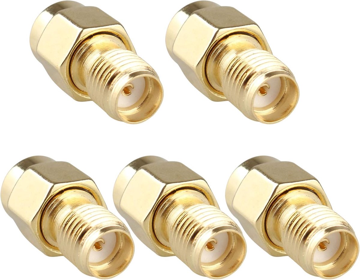Coax adapter female naar RP-SMA female jack - 5 stuks - hoogwaardig metaal - voor antenneverbindingen - ShopVlot