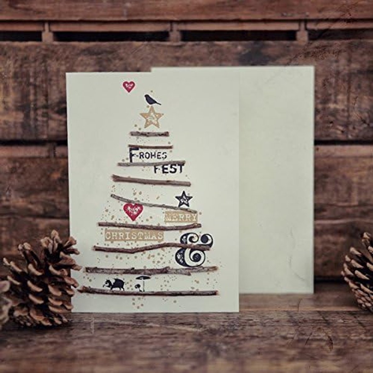 Kerstkaart boom - 12 x 17 cm - decoratief - ideaal voor feestelijke groeten - ShopVlot