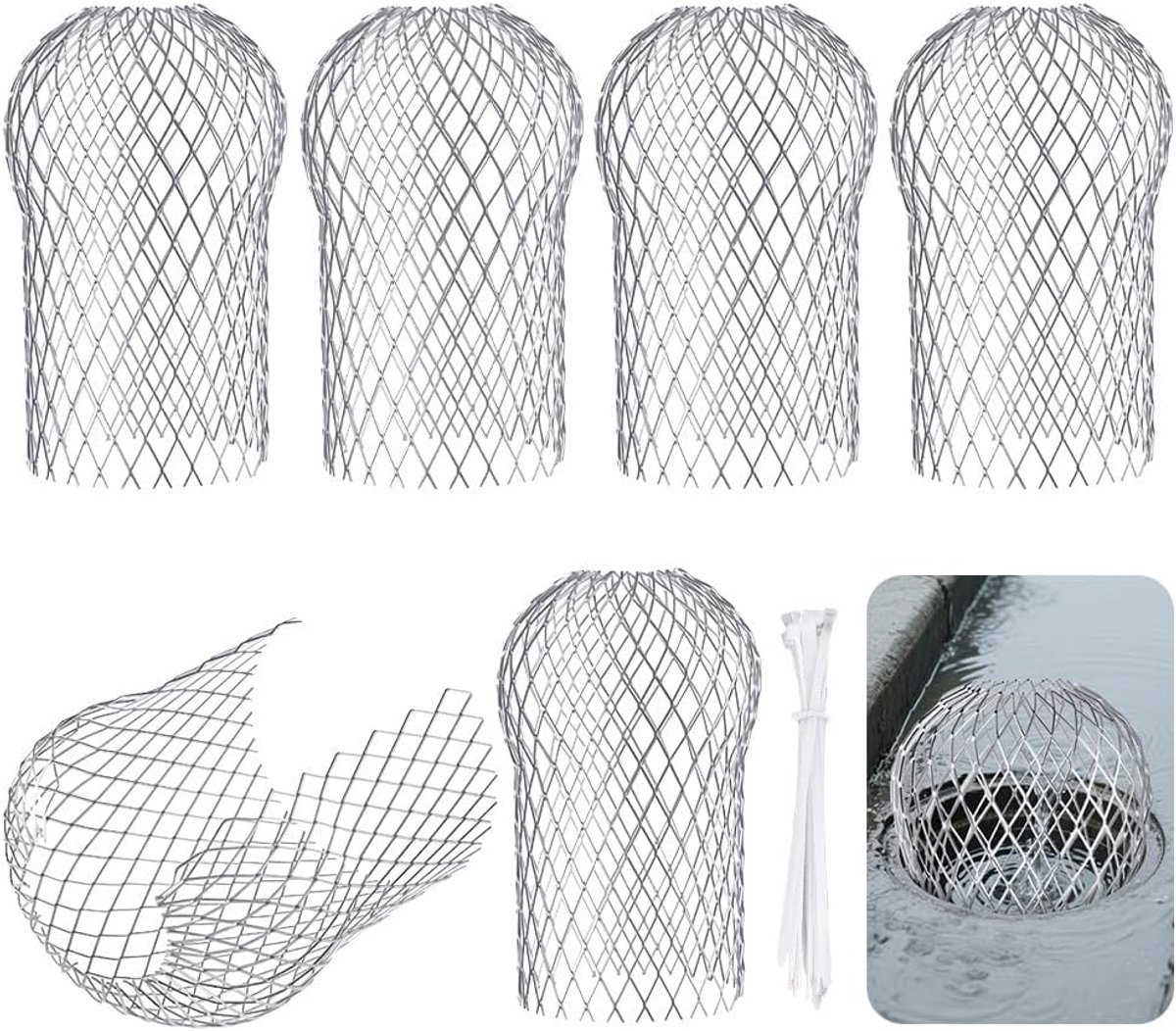 Afvoerbescherming - Aluminium - 6 stuks - Bescherming tegen bladeren en vuil - ShopVlot