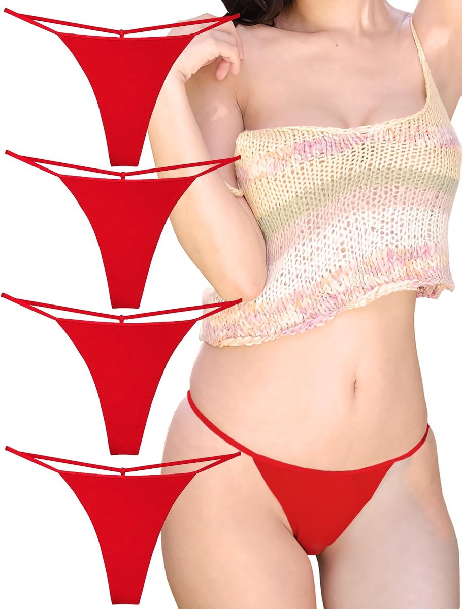 Tanga dames ondergoed 4-pack - katoen - sexy G-string - comfortabel voor dagelijks gebruik - ShopVlot