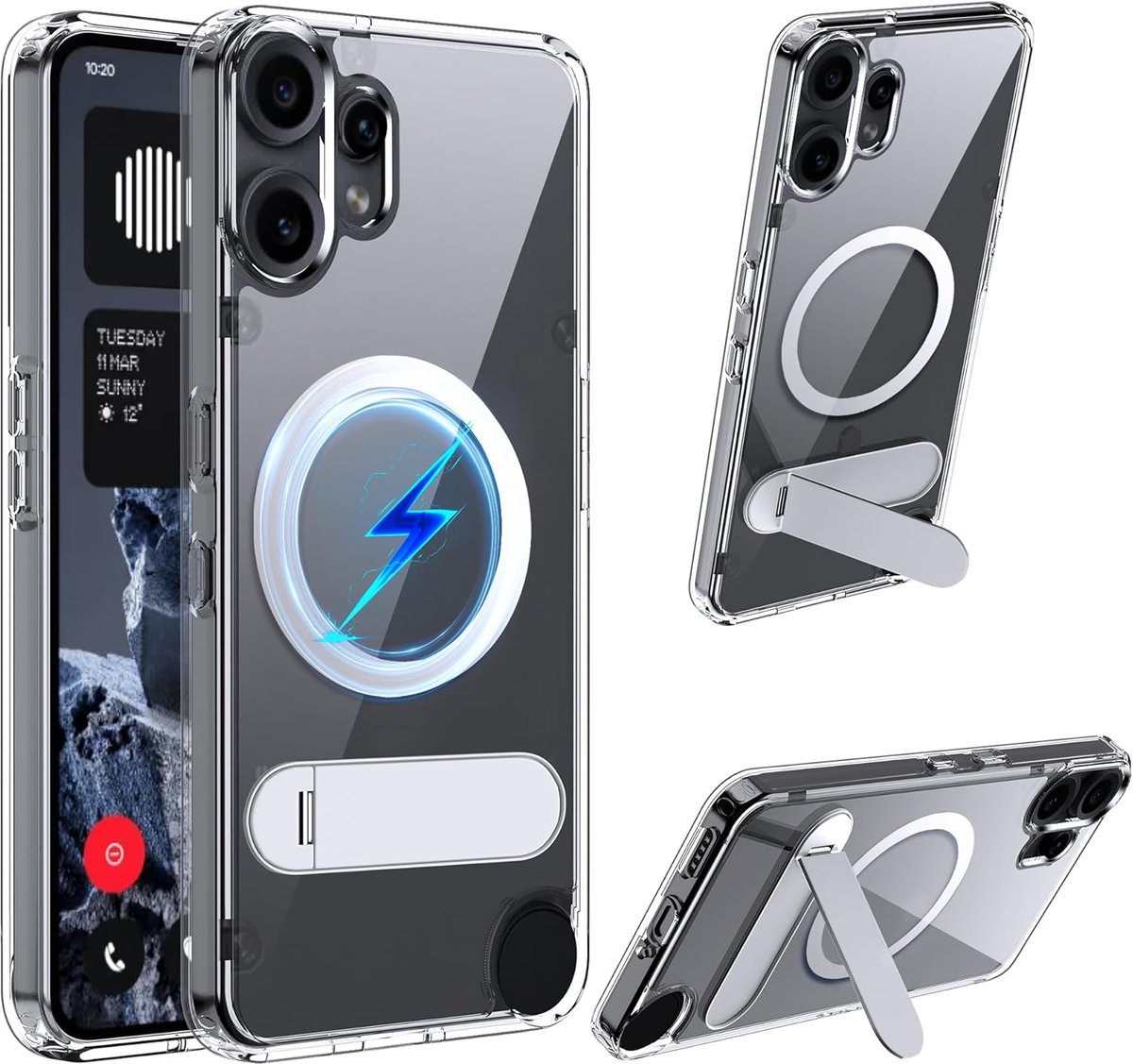 Mobiel hoesje voor CMF Phone 2 Pro - TPU & transparant acryl - met draaibare houder - optimale bescherming - ShopVlot