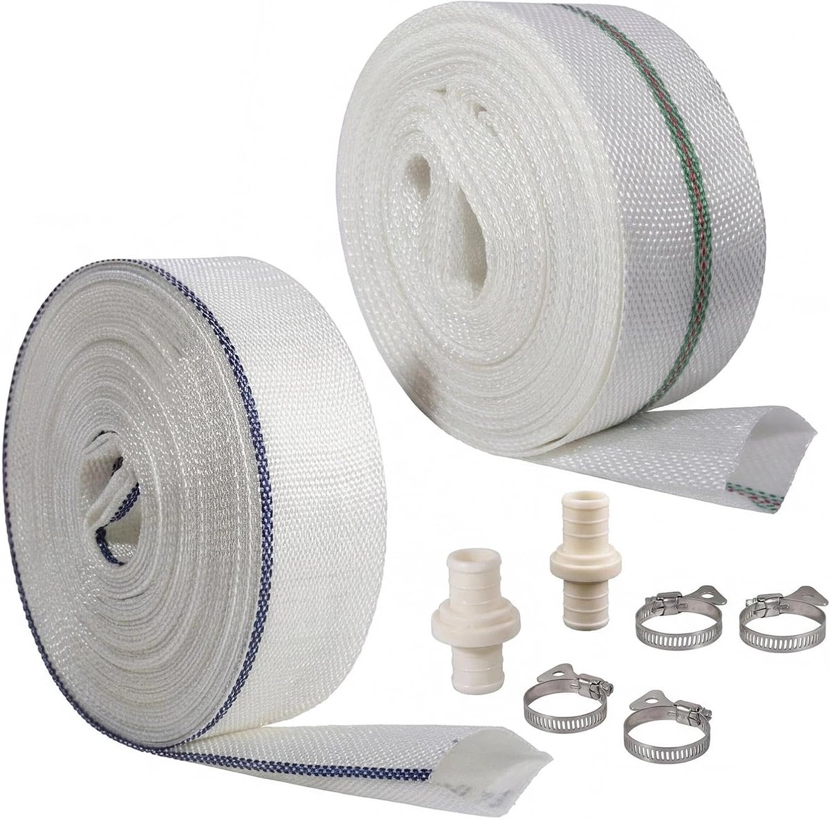 Woven slangenset 10 meter - 2 rollen diameter 25 mm & 32 mm - met slangklemmen - ideaal voor vijvers en dompelpompen - ShopVlot