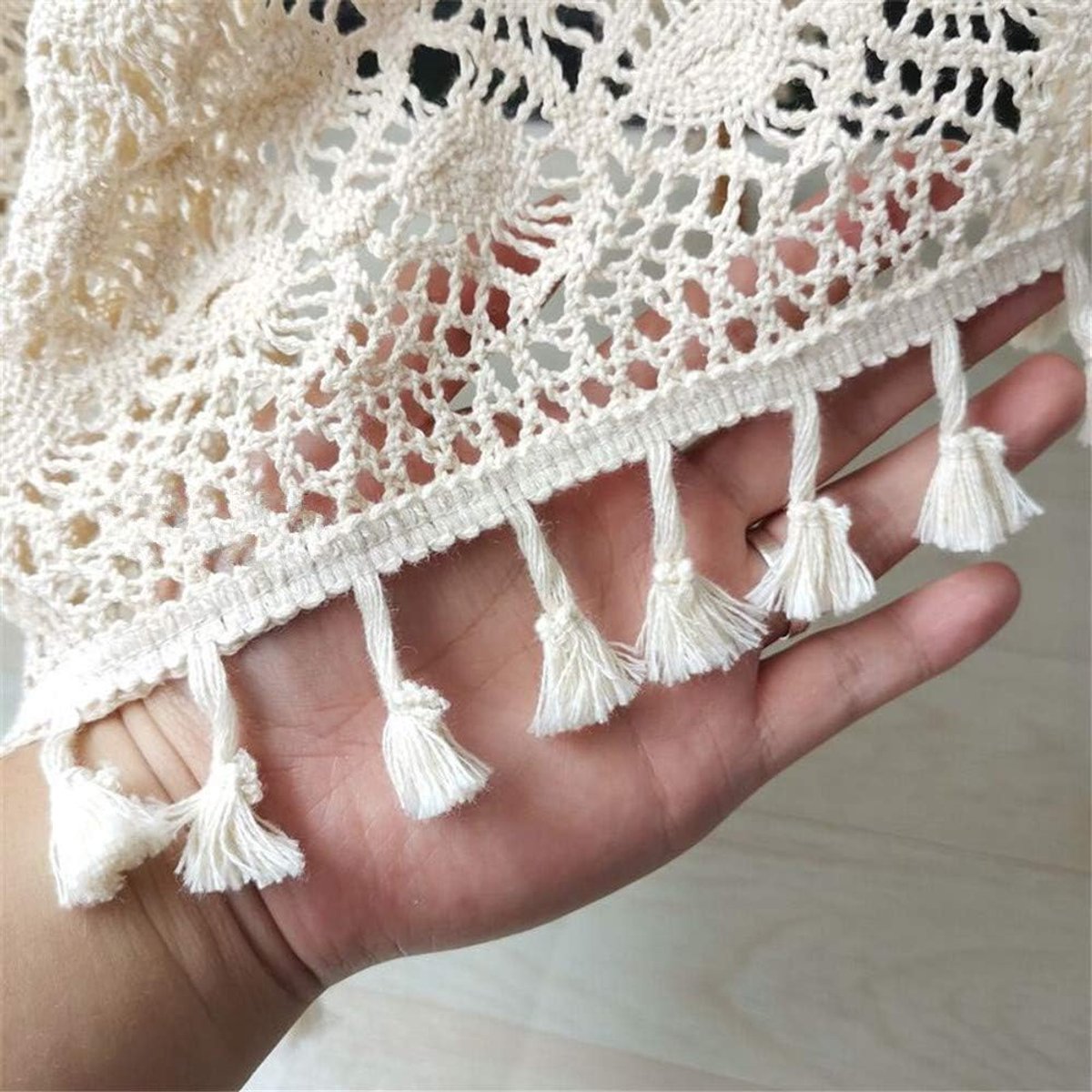 Beige Crochet Doilies Table Cloths Square Vintage Lace Cotton Table Cloth Table Cloth Topper Wedding Home Party - ShopVlot