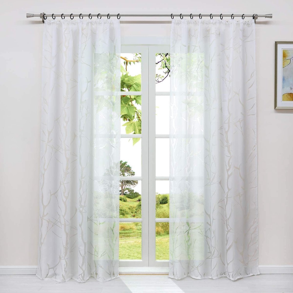 HeichkelL Curtain with Ruffle Tape Scolding Curtain Transparent 1 Piece Modern Window Decorative Curtains for Living - ShopVlot