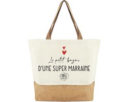 Tarklanda Cadeau-idee voor dooppatinnen: jute draagtas, strandtas, boodschappentas van katoen en jute - ShopVlot