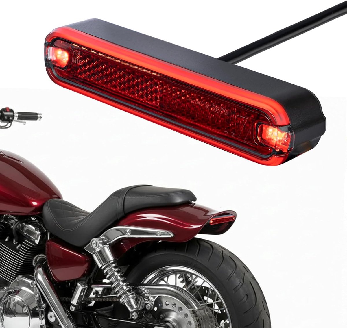 evermotor Motorcycle Brake Light with LED Rear Light, 6-12 V, IP67 Waterproof, 900 mm Cable, M18 CE Certified and - ShopVlot