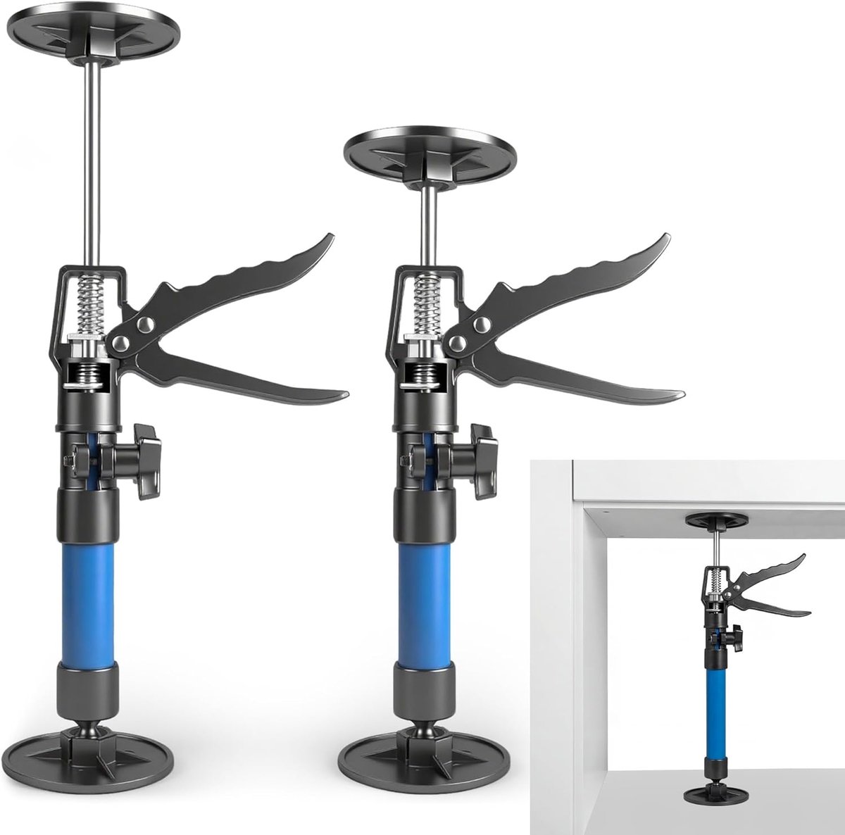 Set of 2 telescopic tensioners: mounting bracket, telescopic holder 30 to 59 cm, height adjustable with one hand, 360° - ShopVlot