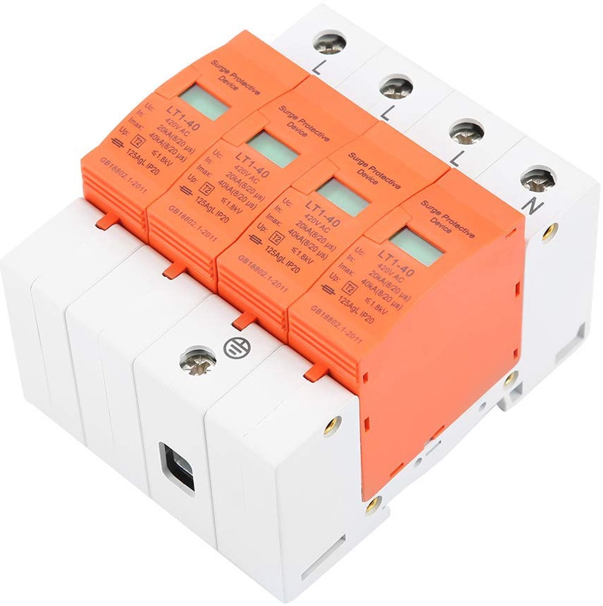 4 Pole AC 420V, 40kA, Home Surge Protection, Low Voltage Arrester, for Lightning Protection - ShopVlot