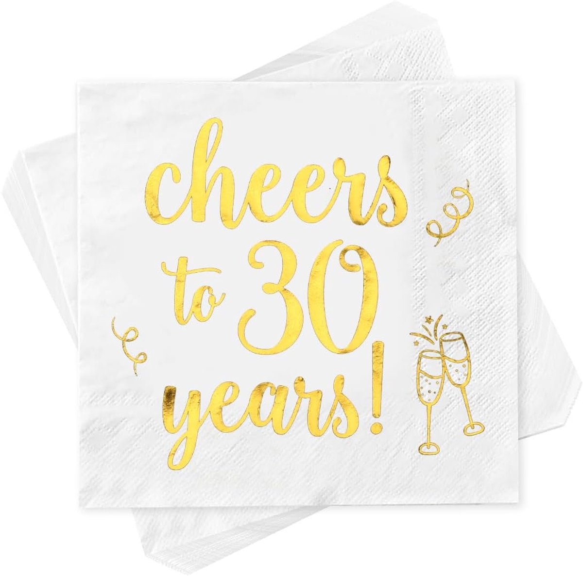 Papieren Servetten 30ste Verjaardag - Goudfolie Print - 40 Stuks - Ideaal voor Feestdecoratie - ShopVlot