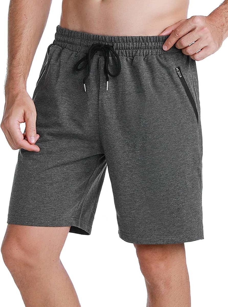 Sportshorts heren M - donkergrijs katoen - met ritszakken - ideale vrijetijdskleding - ShopVlot