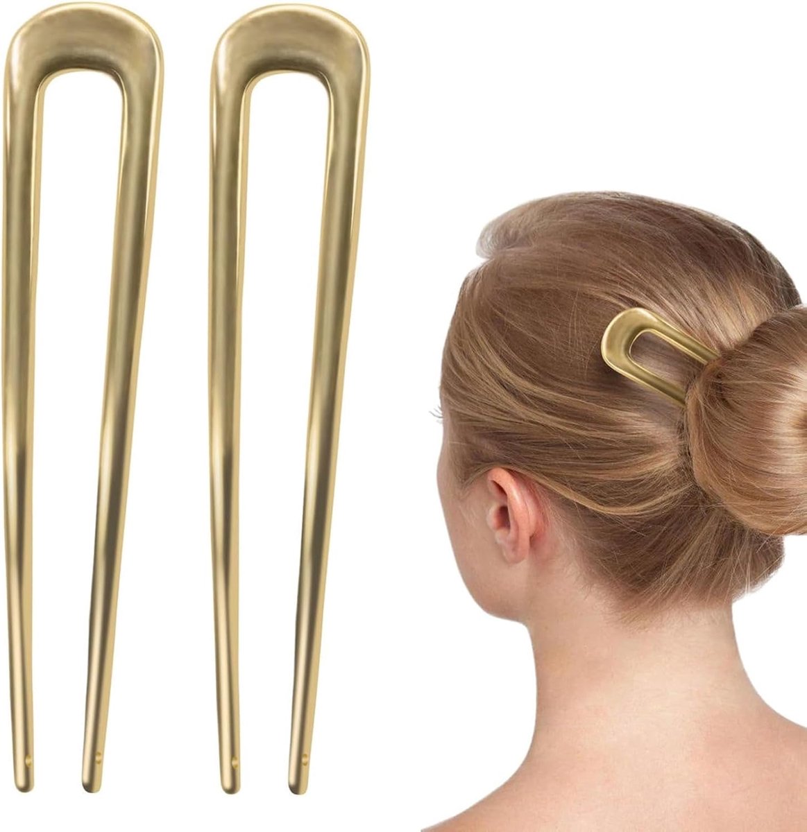 Haarspeld set van 2 - 14 cm - goud - elegant voor updo en bun - ShopVlot