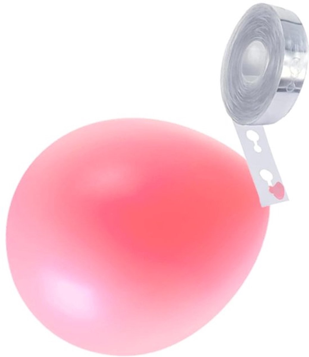 Ballonboog Standaard - Set van 3 Rollen - Ketting met Dubbel/Enkel Gat - Lijmpunten - Slinger - Transparant Kunststof - Ballondecoratie