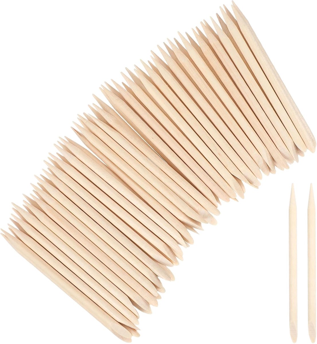Houten stokjes 7,5 cm - oranje - dubbelzijdig - ideaal voor nagelriemverzorging - ShopVlot