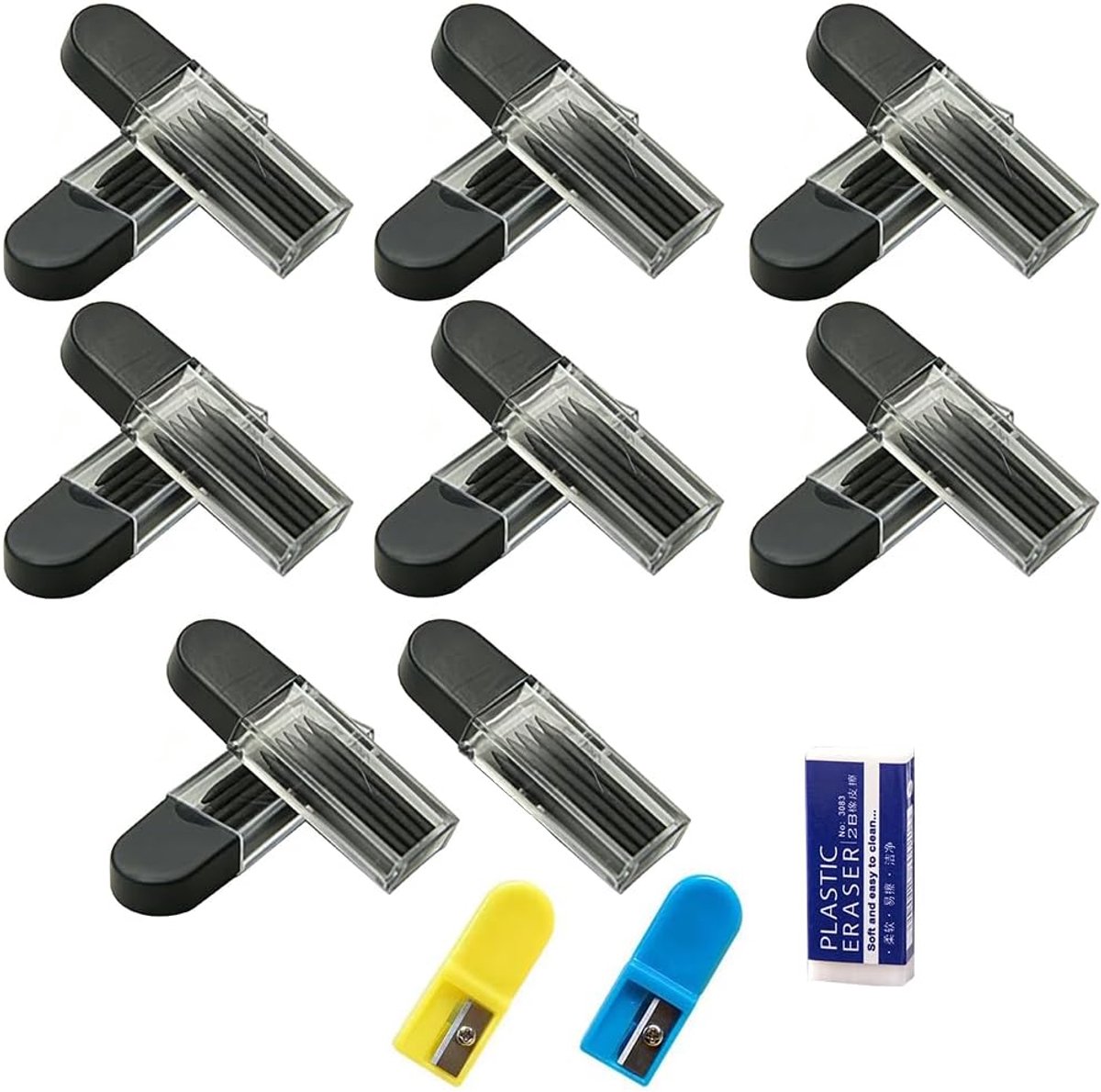 Zirkelvullingenset 15 stuks - 2 mm reservevullingen - inclusief paspuntenslijpers en gum - ShopVlot