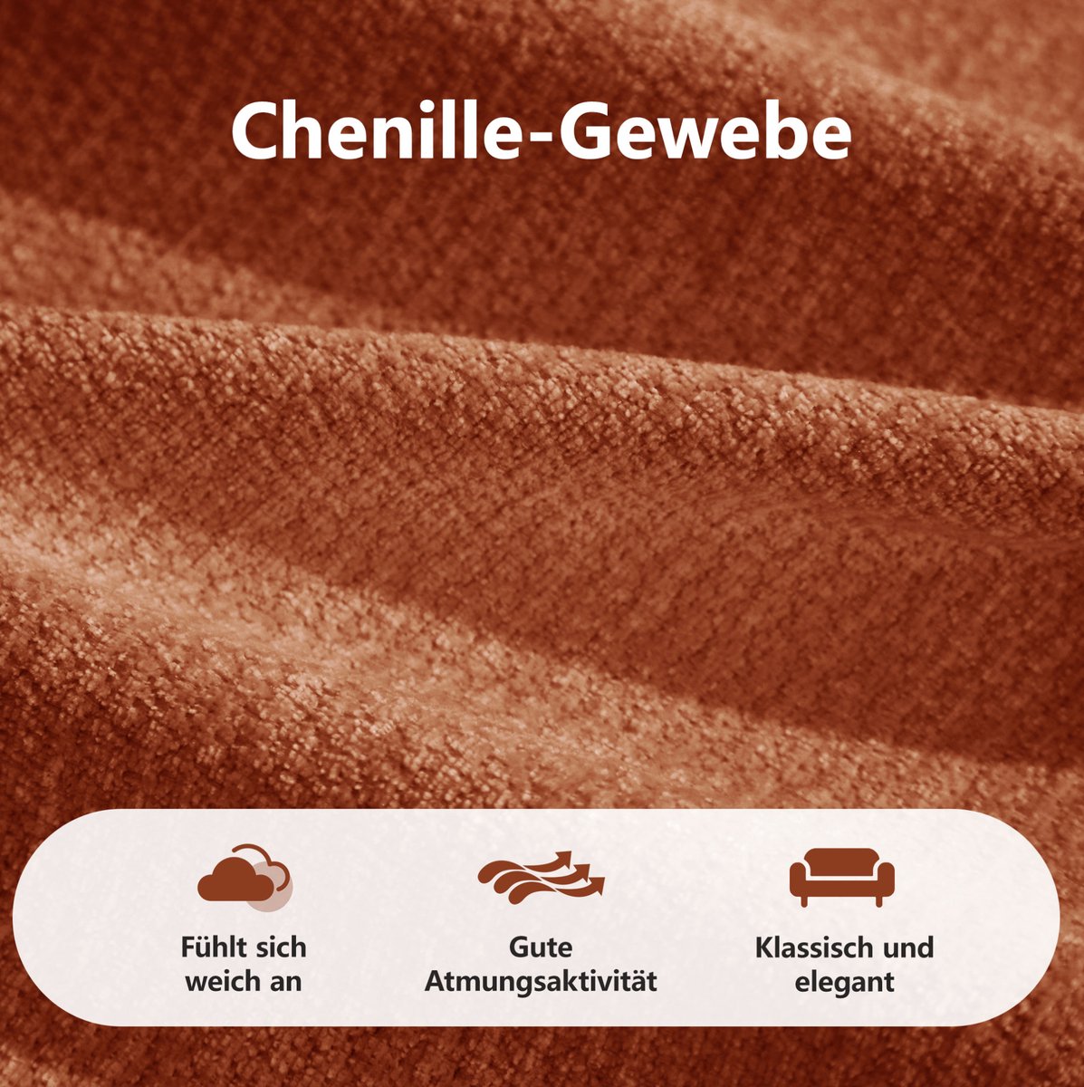 OKWISH Bankset 194 X 160 X 68 Cm - 2-Zits Modulaire Zitbank Met 2 Ottomans - Zonder Montage, Vrij Combineerbaar - Chenille - Oranje