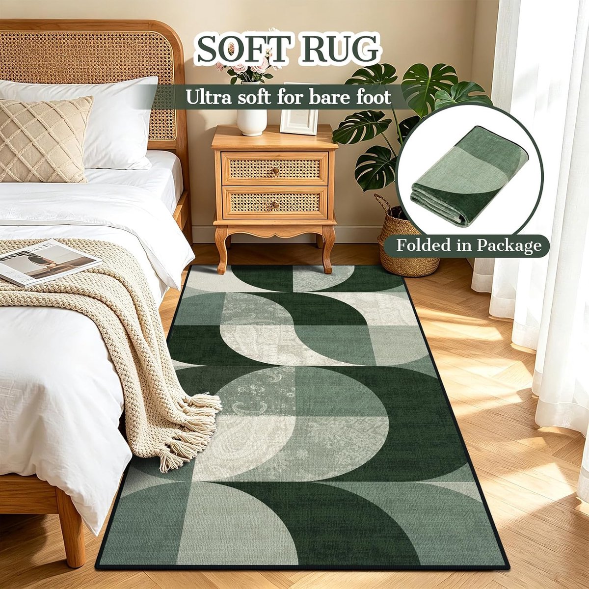 Loper 80 x 150 cm - Groen - Boho en vintage design - Perfect voor de hal - ShopVlot