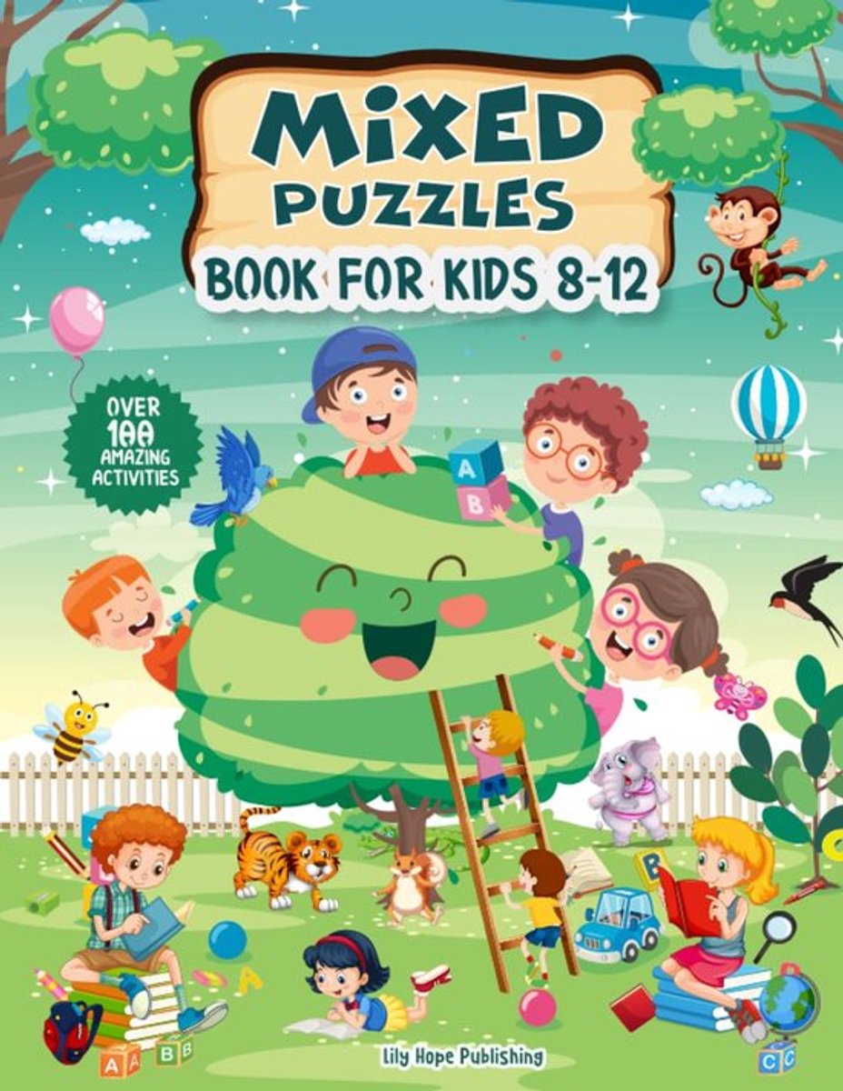 SnelShoppen - Mixed Puzzles Boek voor Kinderen 8-12 Jaar: Meer dan 100 Activiteiten, Kleurplaten, Sudoku, Woordzoekers, Raadsels, Labyrinten en Zoekpu
