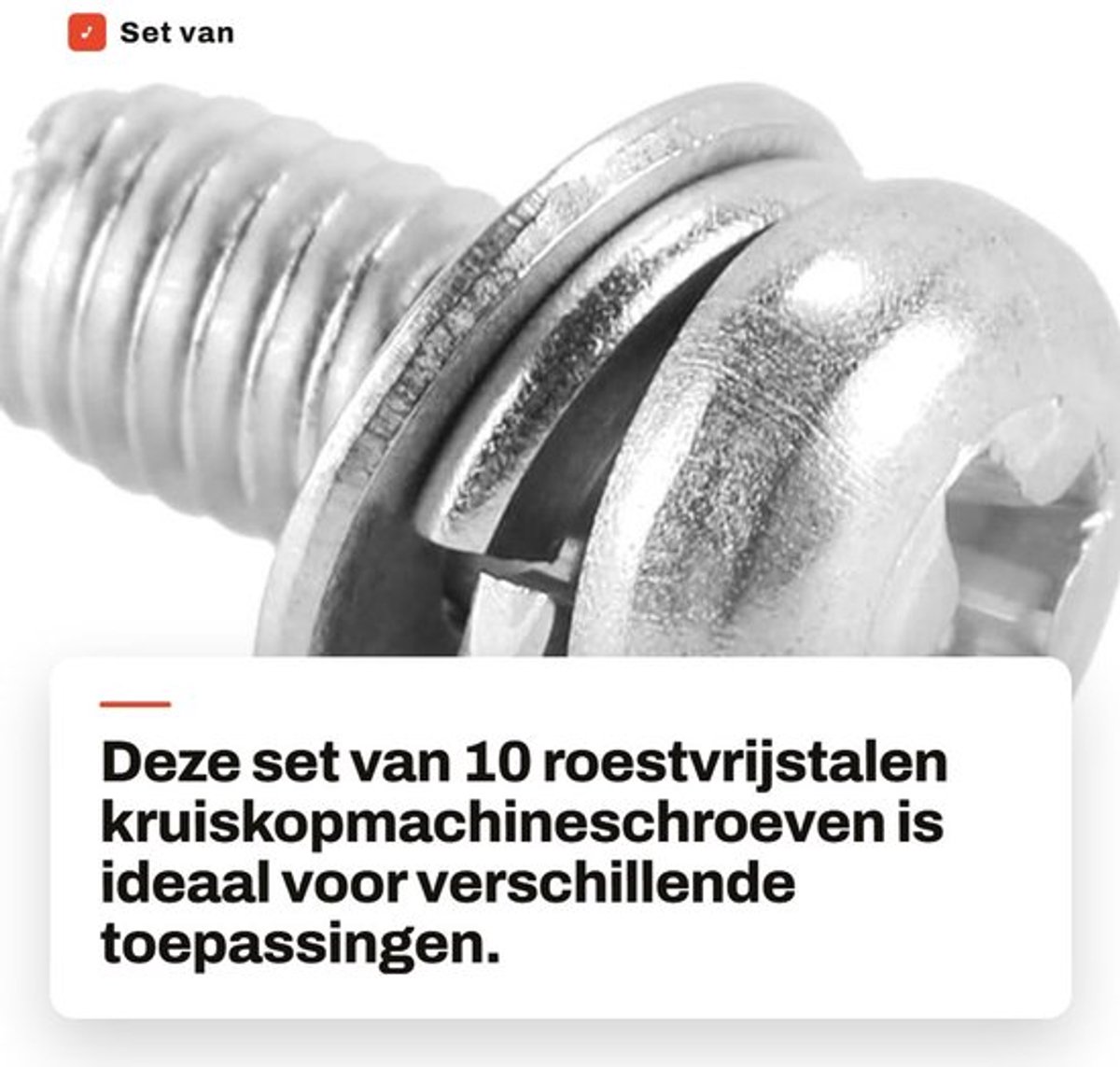 Machineschroeven 10 stuks - Roestvrij Staal 304 - Kruiskop - Veerringen/Sluitringen - Draaddiameter 5 mm - Eenvoudige installatie - Schroeven