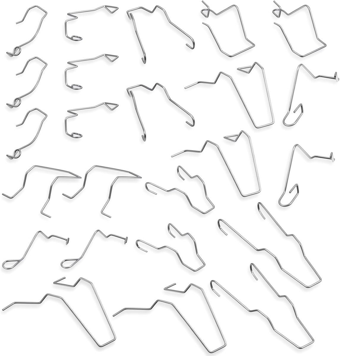 SnelShoppen - 24 Stuks Auto Koplamp Bevestigingsveer Houder Clip Reserveonderdeel Universele Koolstof Stalen Veerclips voor H1, H3, H4, H7 Lamp, Grijs