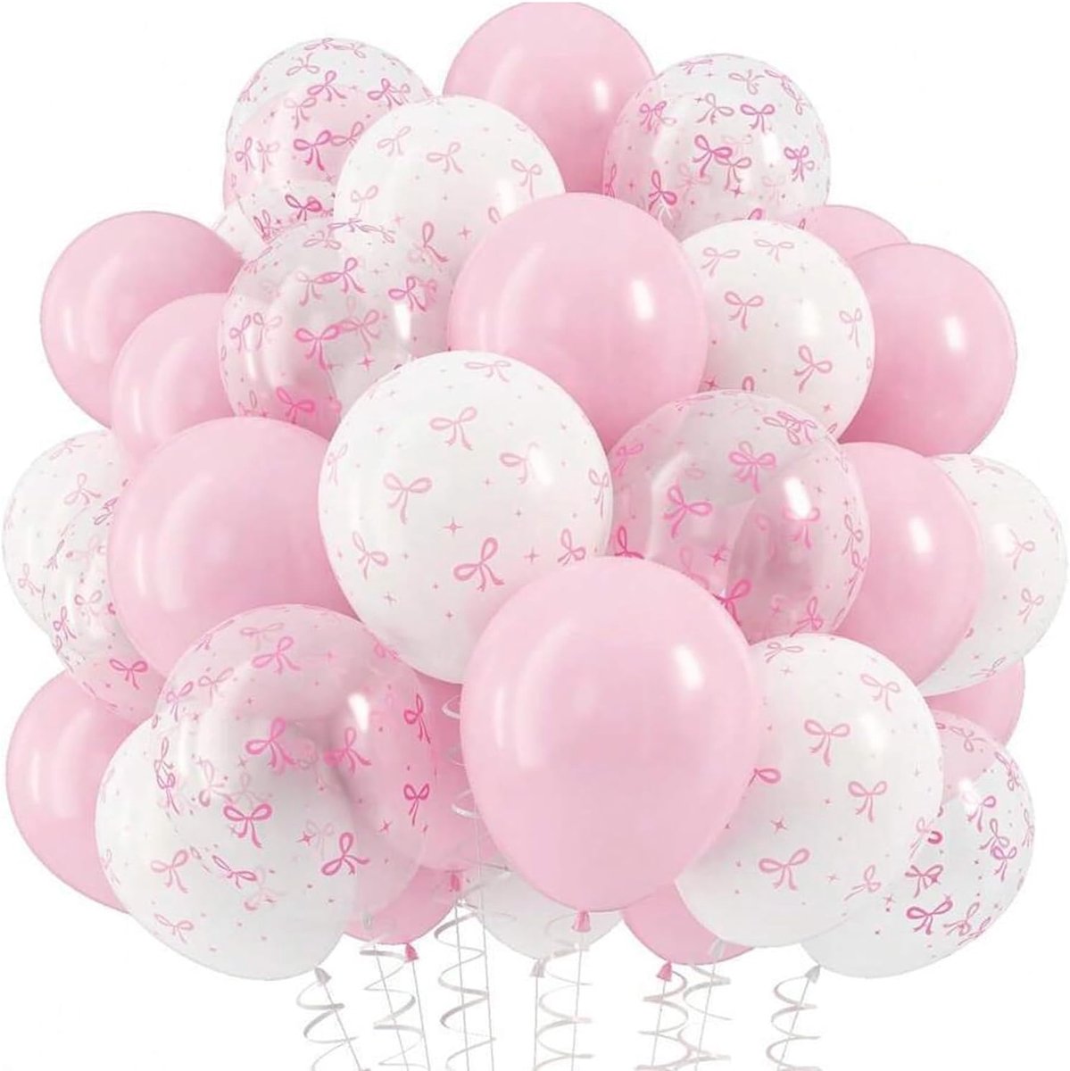 decoratieve verjaardagsballonnen 30 cm - latexballonnen - roze/wit - feestdecoratie voor prinsessenfeest - ShopVlot