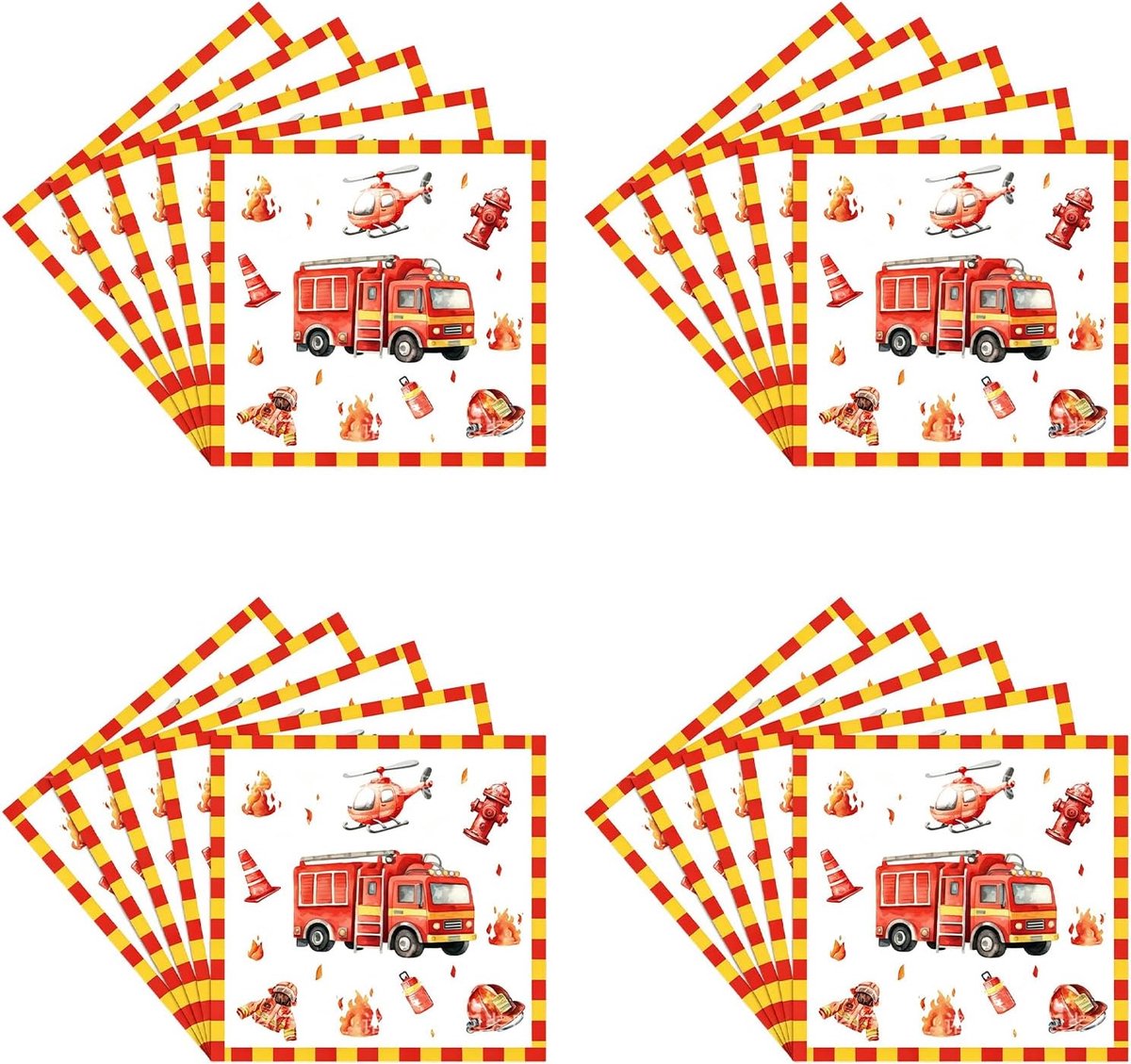 Papieren servetten 33 x 33 cm - brandweerman - 20 stuks - feestelijke tafeldecoratie voor verjaardagsfeest - ShopVlot