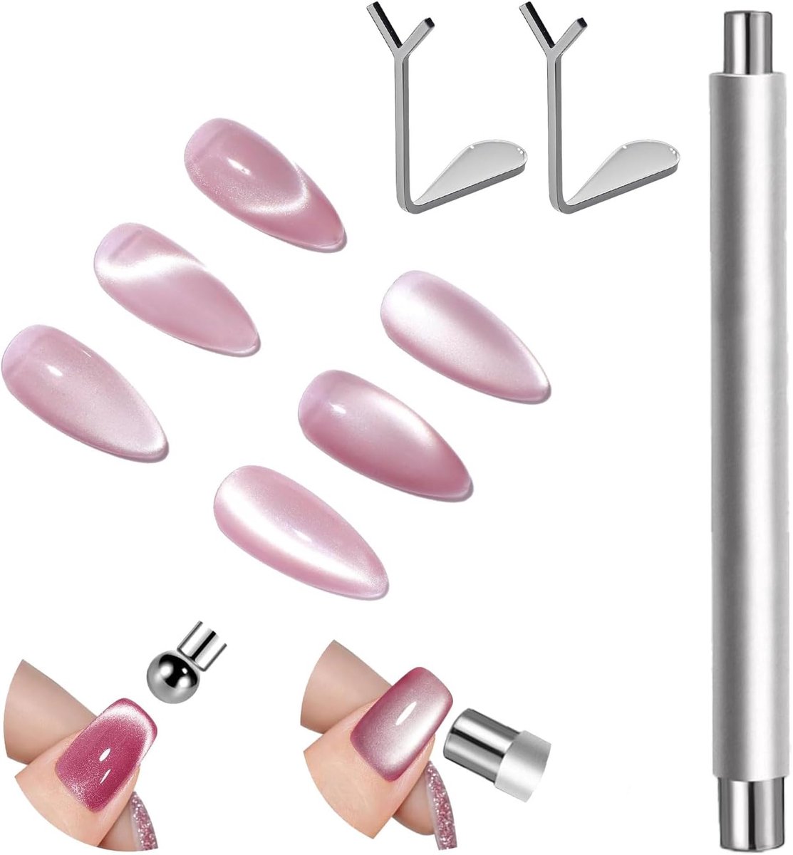 Nagelmagnet Ultra-Sterk - Dubbelkoppig Zilver - Multifunctioneel Gereedschap - Makkelijk Kattenoog Effect - ShopVlot
