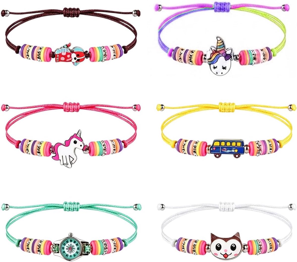 Vriendschapsarmbanden 6 stuks - verstelbaar - regenboogkralen - perfect cadeau voor vrienden - ShopVlot