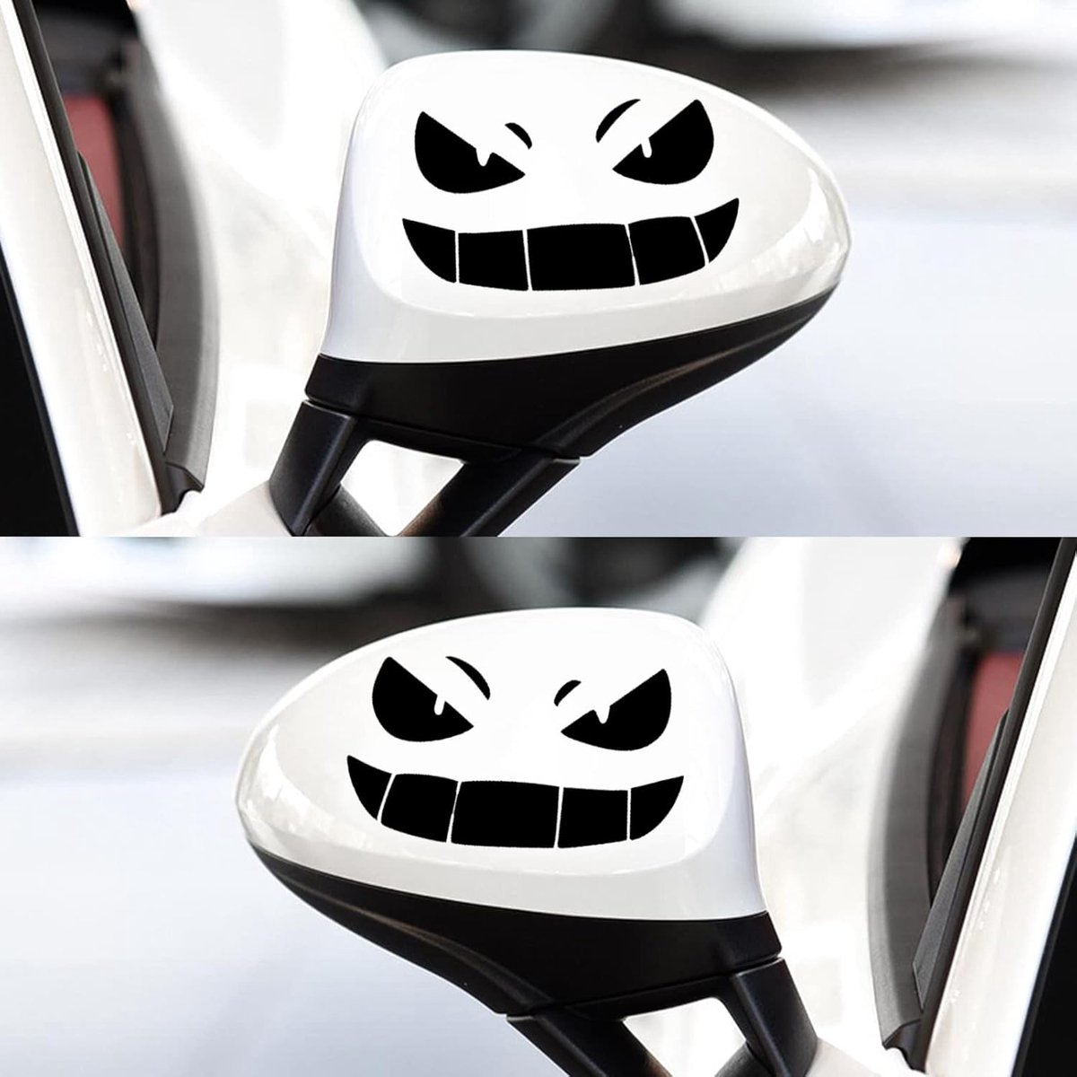 Auto Stickers - Monster Smiling Face - 2 Stuks - Zwart - Geeft je auto een vrolijke uitstraling - ShopVlot