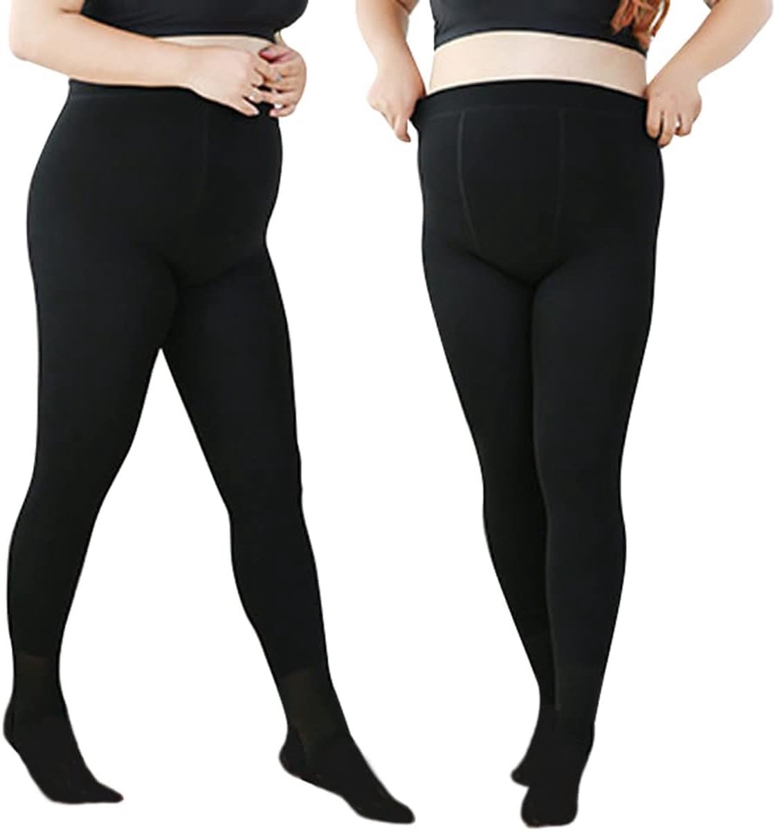 Fleece Lined Tights Dames Plus Size - Hoge Taille - Tummy Control - Warm voor de Winter - ShopVlot