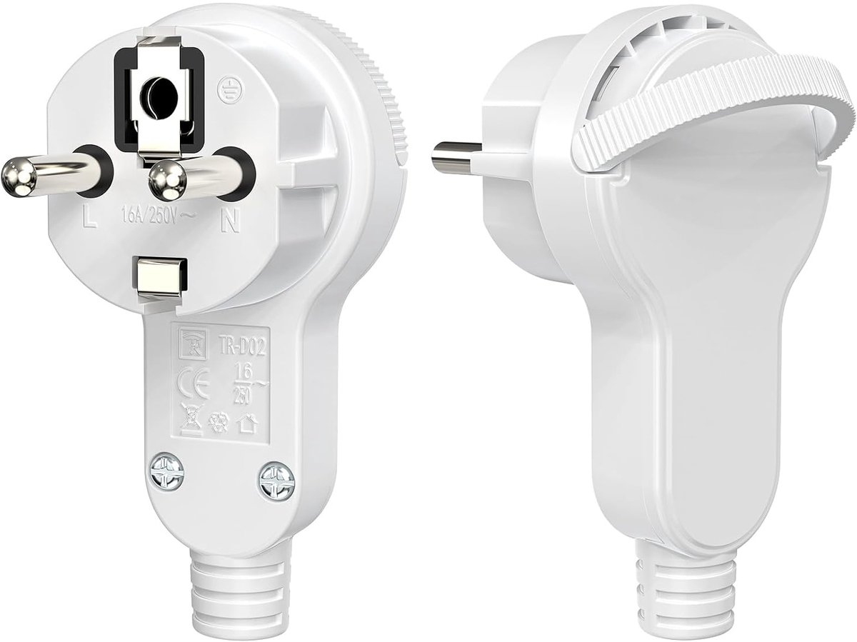 Schuko plug vlak - 2 stuks - extra vlak met vouwhandvat - ideaal voor krappe ruimtes - ShopVlot