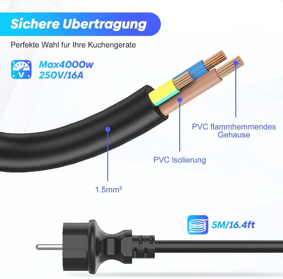 Buitenverlengsnoer 8 m - 3-voudige stekkerdoos - IP44 waterdicht - ideaal voor buitengebruik - ShopVlot