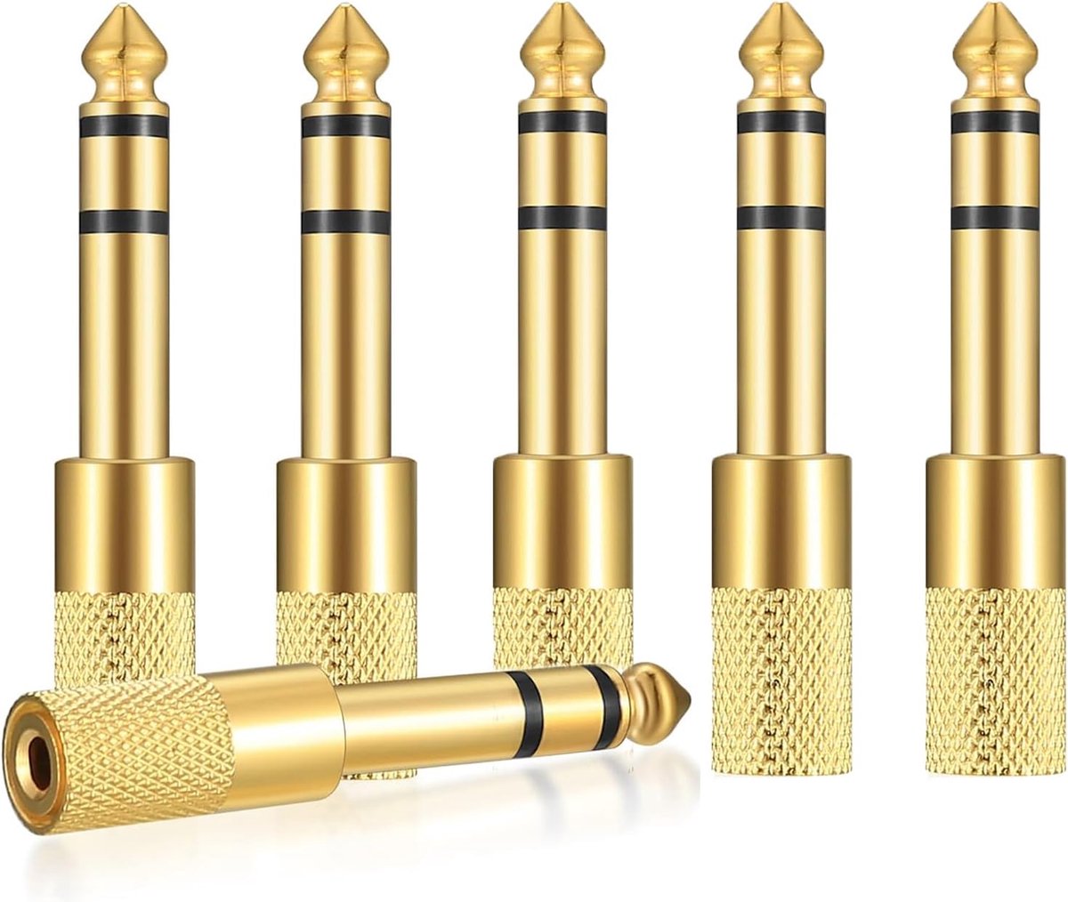 Audio adapters 3.5mm naar 6.35mm - 6 stuks - stereo jack plug - verbind audioapparaten met gemak - ShopVlot