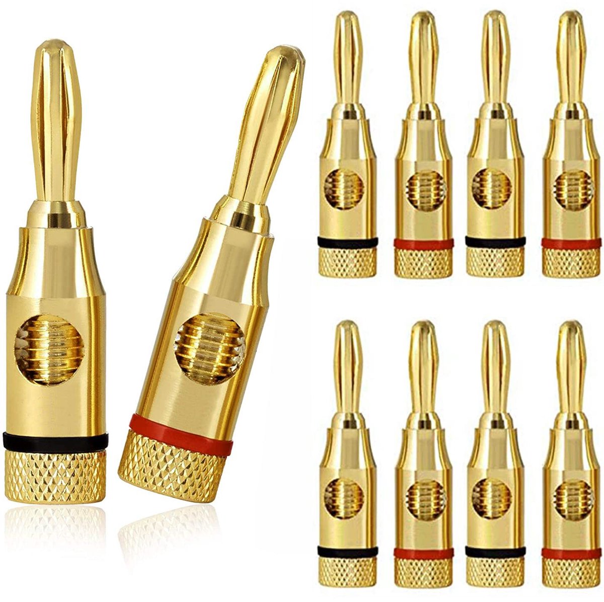 Luidspreker banana plugs 10 stuks - 4mm luidsprekerconnectoren - duurzaam en corrosiewerend - voor home cinema - ShopVlot