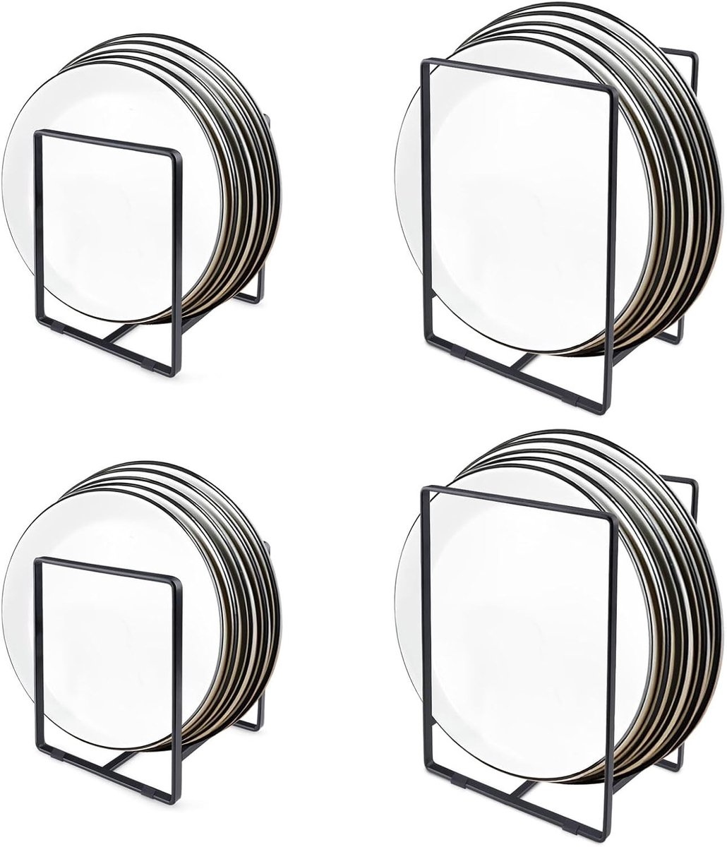 Plate Organizer Houder - Zwart - 16 x 11,5 x 20 cm - Verticaal Metalen Droogrek - Voor Keuken en Kast