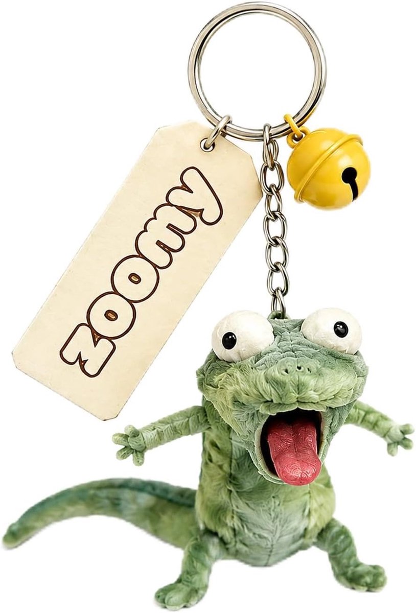 Pluche sleutelhanger hagedis 10 cm - grappig met tong - schattig voor rugzak of handtas - ShopVlot